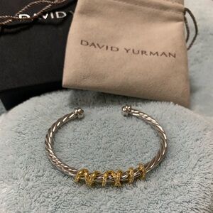 David Yurman Twisted Silver Bracelet with Gold Accents